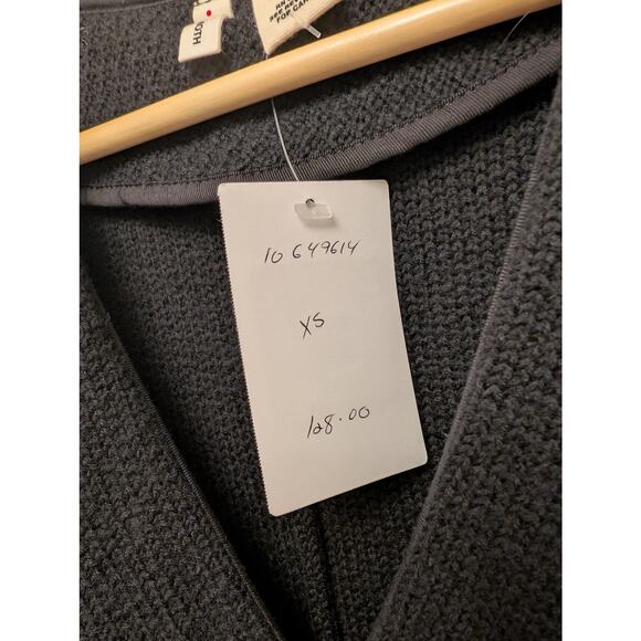 Moth Anthropologie Pure Merino Wool Ruffled Long Cardigan Sweater Black XS Twill - Picture 4 of 4